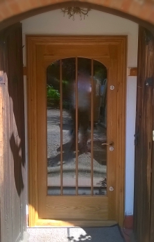 Curved head timber door, external joinery, front door, bespoke front door, 